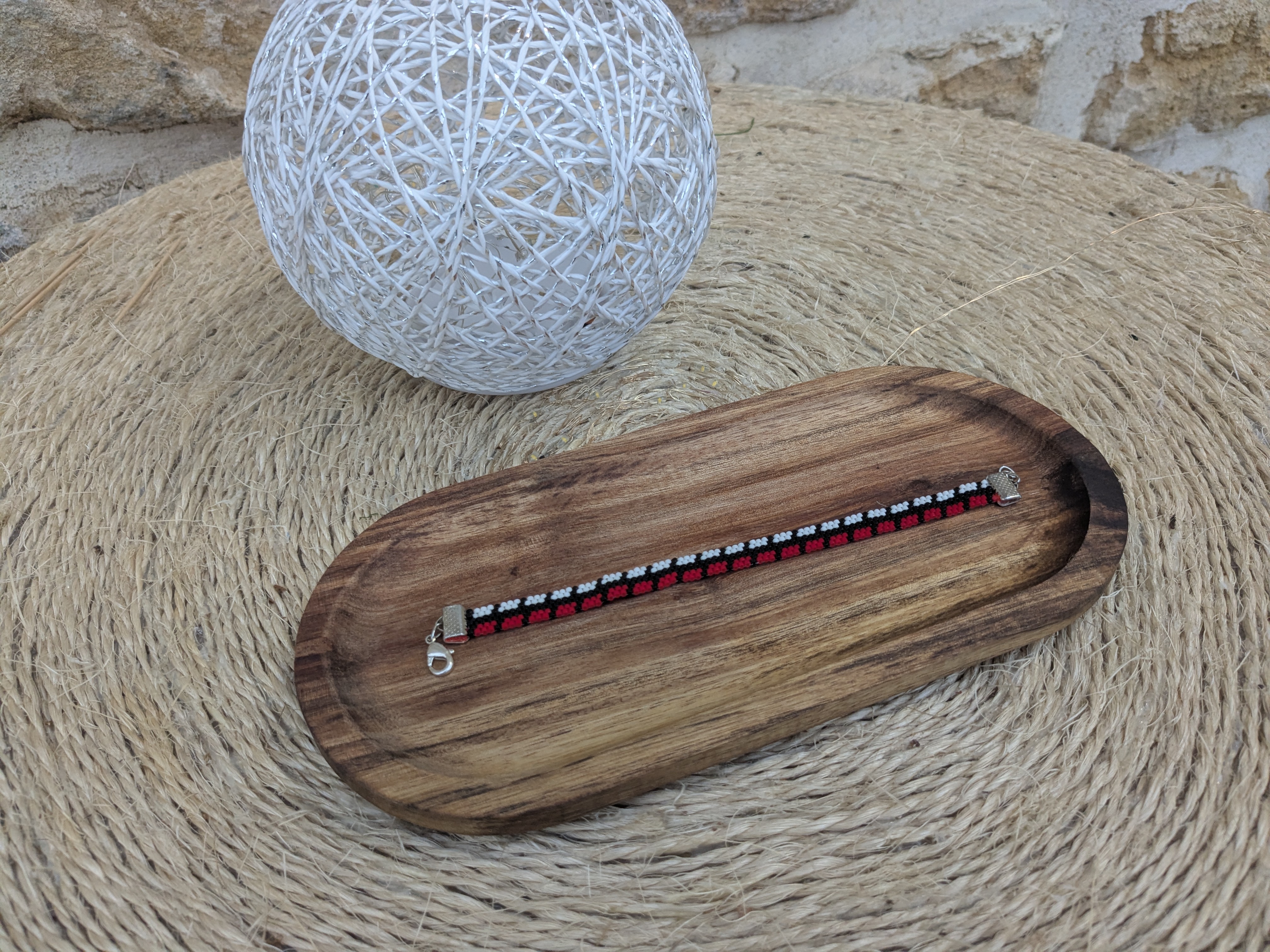 Bracelet tressé en perles Miyuki - Rouge et Noir